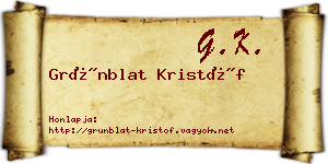 Grünblat Kristóf névjegykártya